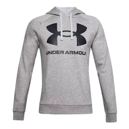 Polar com Capuz Homem Under Armour Rival Big Logo Cinzento Claro