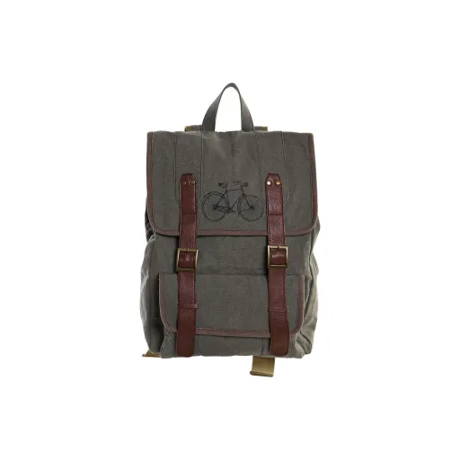 Mochila Casual DKD Home Decor Canvas Bicicleta Cinzento Castanho (33 x 12 x 47 cm)