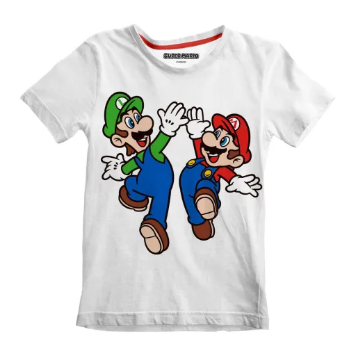 Camisola de Manga Curta Infantil Super Mario Mario And Luigi Branco