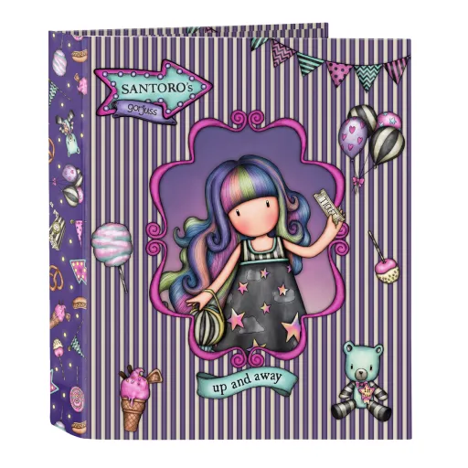 Pasta com Argolas Gorjuss Up And Away Roxo A4 27 x 33 x 6 cm