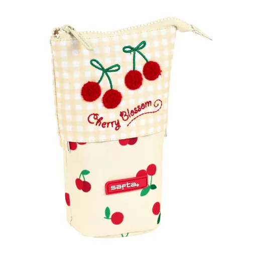 Estojo Cálice Safta Cherry Bege (8 x 19 x 6 cm)