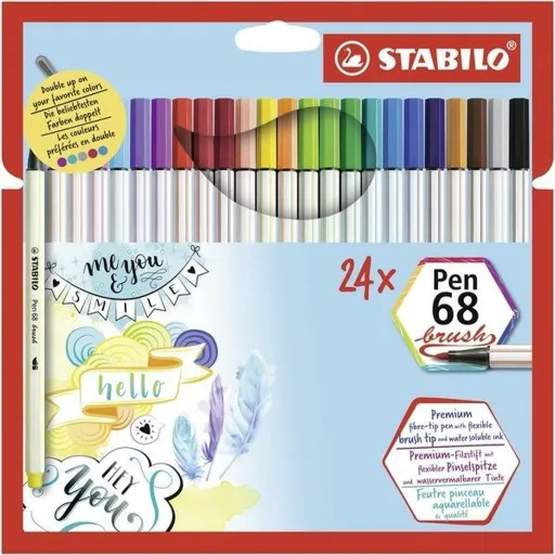 Conjunto de Canetas de Feltro Stabilo Pen 68 Brush Estojo Multicolor