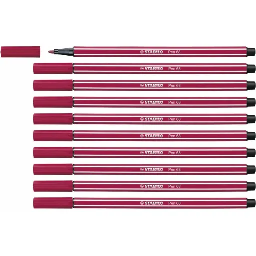 Rotuladores Stabilo Pen 68 Vermelho Escuro (10 Peças)