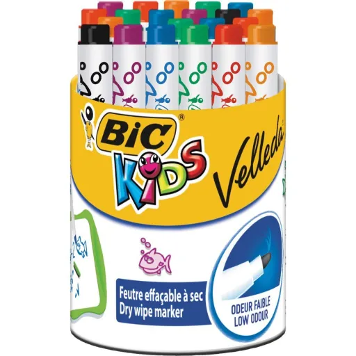 Conjunto de Canetas de Feltro Bic Kids Mini Velleda 24 Peças Ardósia Branca Multicolor