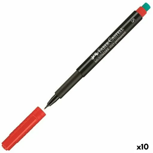 Rotulador Permanente Faber-Castell Multimark 1523 M Vermelho (10 Unidades)