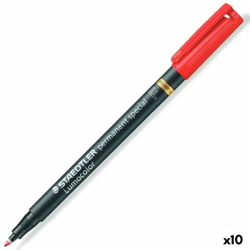 Rotulador Permanente Staedtler Lumocolor Vermelho 10 Unidades