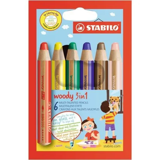 Lápis de Cores Stabilo Woody 3 in 1 3 em 1 Multicolor