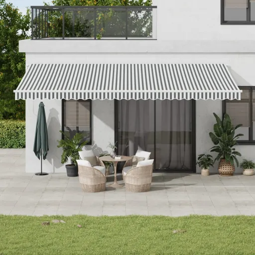 Toldo Retrátil Manual 600x300 cm Antracite e Branco