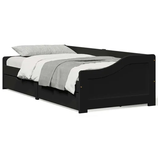 Sofá-Cama com 2 Gavetas Sem Colchão 90x200 cm IRUN Preto