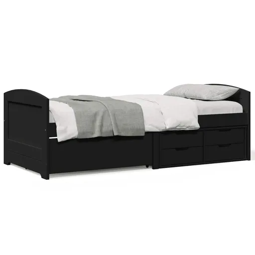 Sofá-Cama com 5 Gavetas Sem Colchão 90x200 cm IRUN Preto