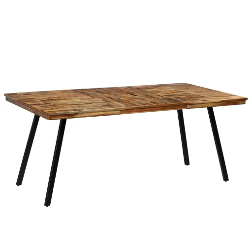 Mesa de Jantar Madeira de Teca Recuperada e Aço 180x90x76 cm