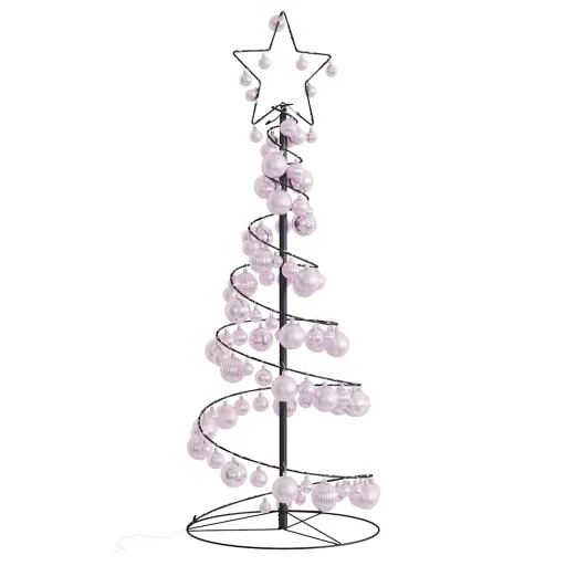 Árvore de Natal LED com Baubles 80 LEDs Branco Quente 120 cm