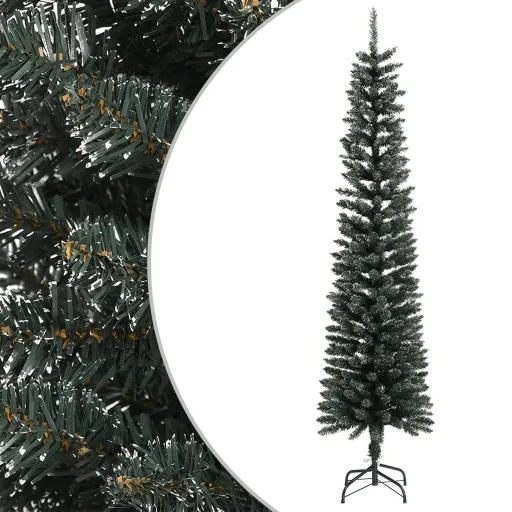 Árvore de Natal Artificial Fina com Suporte 240 cm PVC Verde