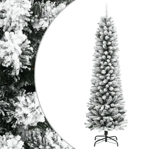 Árvore de Natal Artificial Fina com Neve PVC e PE 240 cm