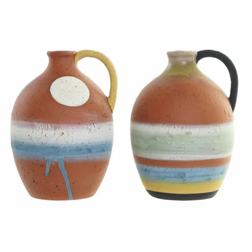 Vaso DKD Home Decor Multicolor Terracota 14,5 x 14 x 20 cm (2 Unidades)