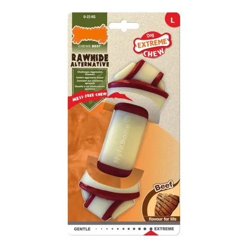 Mordedor para Cão Nylabone Rawhide Nó Tamanho L Nylon Vitela