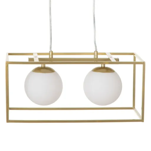 Candeeiro de Teto 45 x 20 x 20 cm Cristal Dourado Metal Branco