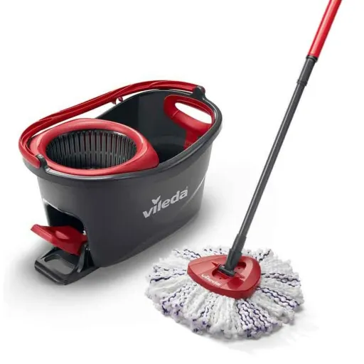 Mop With Bucket Vileda 167751 Preto Vermelho Microfibra Plástico