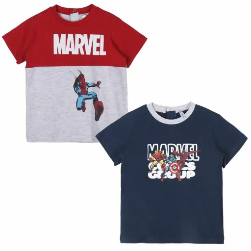 Camisola de Manga Curta Infantil Marvel Cinzento 2 Unidades