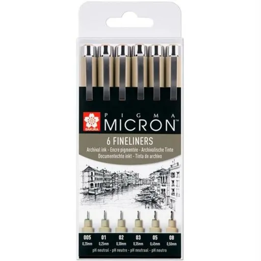 Conjunto de Canetas de Feltro Talens Sakura Pigma Micron Fineliner Preto