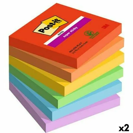 Notas Adesivas Post-it Super Sticky Multicolor 6 Peças 76 x 76 mm (2 Unidades)