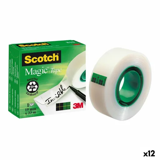 Fita Adesiva Scotch Magic Transparente Branco 19 mm x 33 m (12 Unidades)