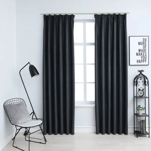 Cortinas Blackout com Ganchos   140x175 cm Antracite (2 pcs)