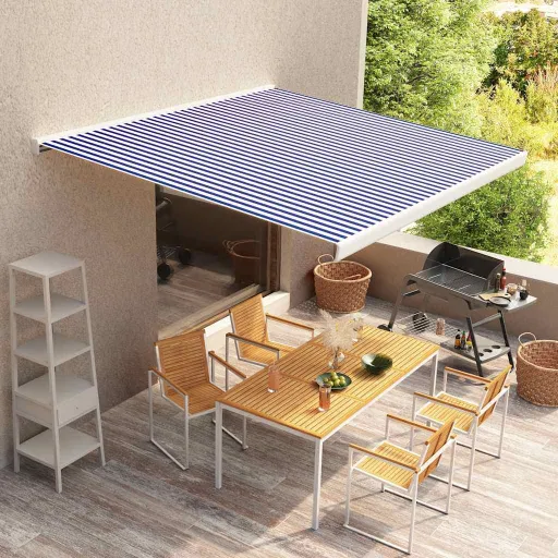 Lona para Toldo Azul e Branco 500x300 cm