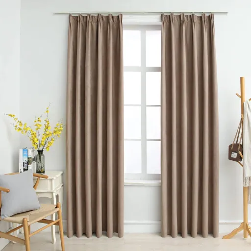 Cortinas Blackout c/Ganchos   140x175cm Cinzento-Acastanhado (2 pcs)