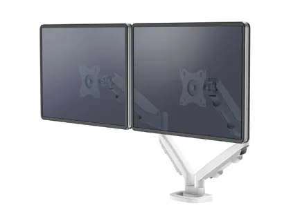 Braço para Monitor Fellowes Serie Eppa Ajustavel Altura 2 Visores Normativa Vesa Ate 10 kg Branco