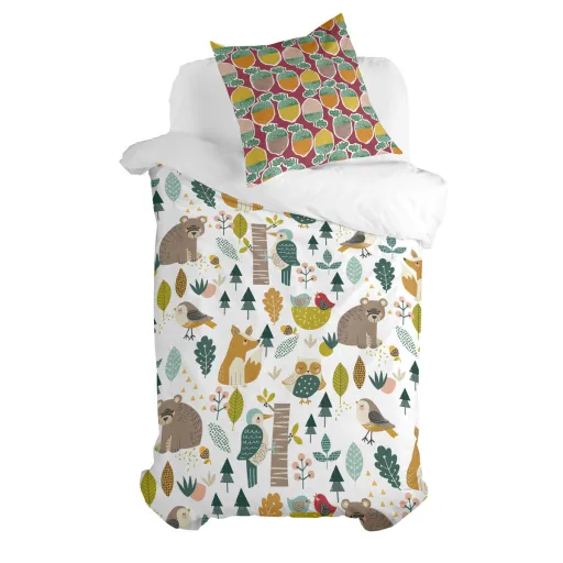 Conjunto de Capa de Edredom HappyFriday Moshi Moshi Harvestwood Multicolor Solteiro 2 Peças