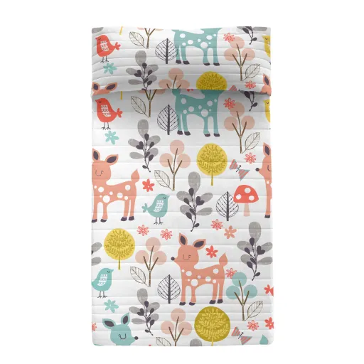 Colcha HappyFriday Moshi Moshi Multicolor 180 x 260 cm Veado Bosque