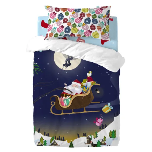 Conjunto de Capa de Edredom HappyFriday XMAS Multicolor Berço de Bebé 2 Peças