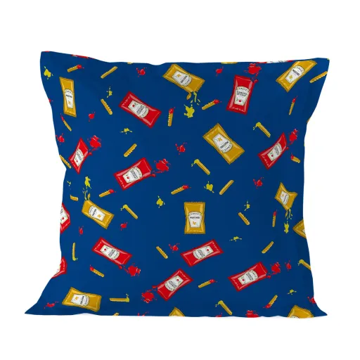 Capa de Almofada HappyFriday Baleno Teen Blue Hotdog Multicolor 60 x 60 cm