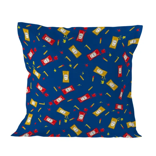 Capa de Almofada HappyFriday Baleno Teen Blue Hotdog Multicolor 80 x 80 cm