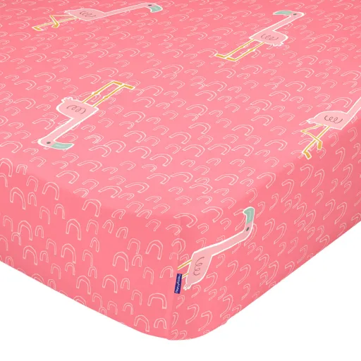 Lençol de Baixo HappyFriday MOSHI MOSHI Multicolor Cor de Rosa 70 x 140 x 14 cm