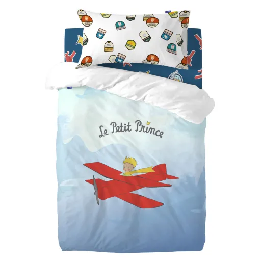 Conjunto de Capa de Edredom HappyFriday Le Petit Prince Son Avion Multicolor Berço de Bebé 2 Peças