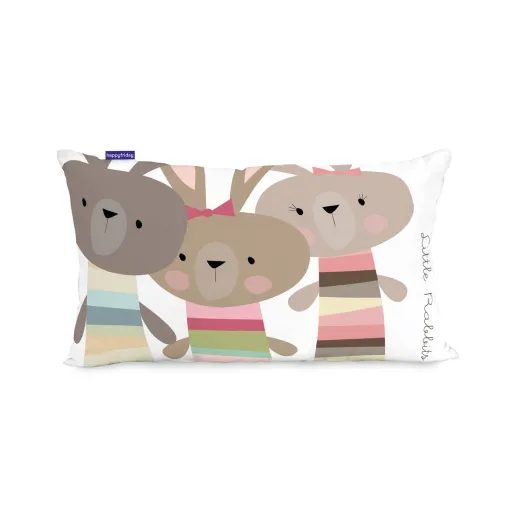 Capa de Travesseiro HappyFriday Moshi Moshi Rabbit Family Multicolor 50 x 30 cm