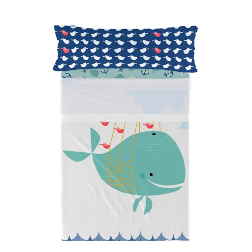 Conjunto de Lençóis HappyFriday Moshi Moshi Whale Multicolor Solteiro 2 Peças