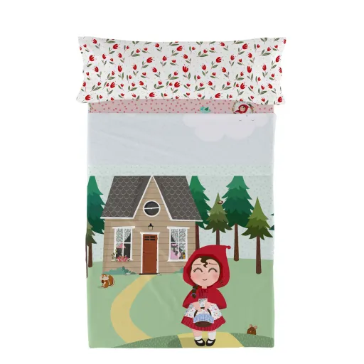 Conjunto de Lençóis HappyFriday Mr Fox Red Riding Hood Multicolor Solteiro 2 Peças