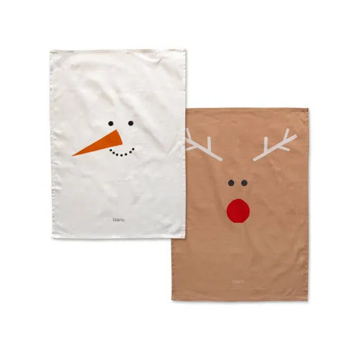 Pano de Cozinha HappyFriday Xmas Snowmates Multicolor 70 x 50 cm (2 Unidades)