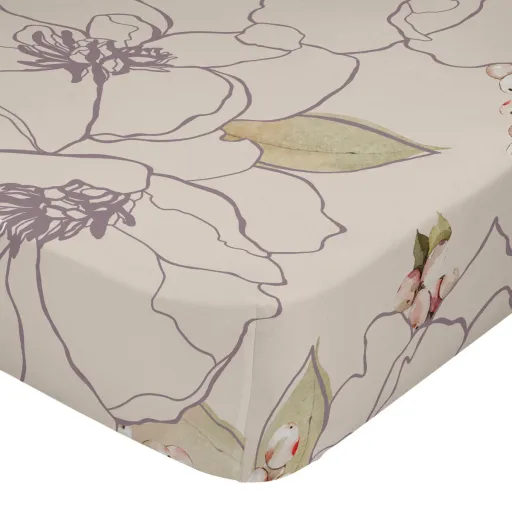 Lençol de Baixo HappyFriday White Peonies Multicolor 105 x 200 x 32 cm