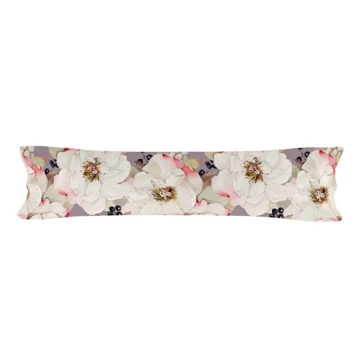 Capa de Almofada HappyFriday White Peonies Multicolor Casal 45 x 155 cm