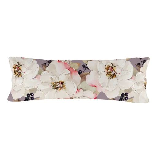 Capa de Almofada HappyFriday White Peonies Multicolor 45 x 110 cm