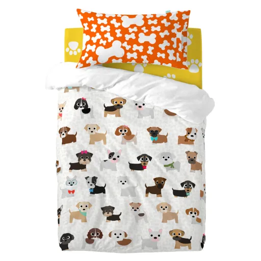 Conjunto de Capa de Edredom HappyFriday Mr Fox Dogs Multicolor Berço de Bebé 2 Peças