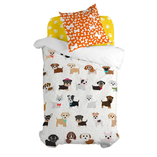 Conjunto de Capa de Edredom HappyFriday Mr Fox Dogs Multicolor Solteiro 2 Peças