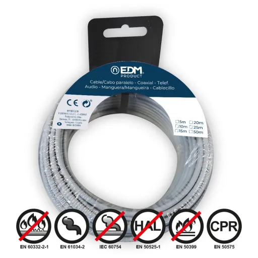 Cabo EDM 28459 Cinzento 2,5 mm 10 m