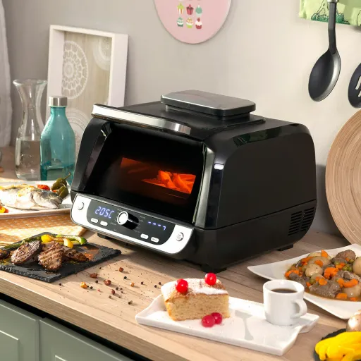 Fritadeira de Ar com Grill, Acessórios e Livro de Receitas InnovaGoods Fryinn 12-in-1 6000 Preto Aço 3400 W 6 L