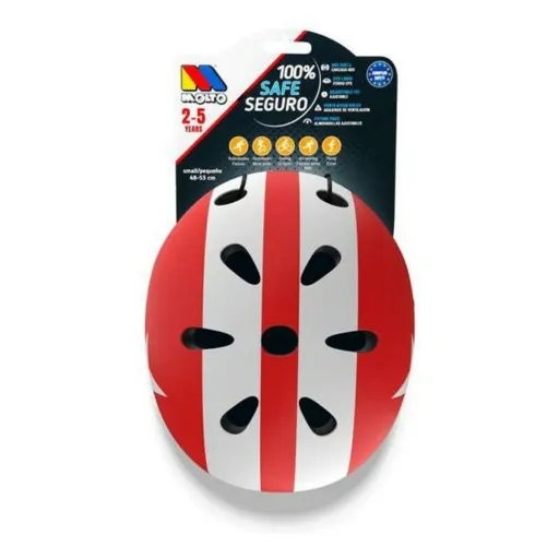 Capacete Infantil Moltó Branco Vermelho 48-53 cm