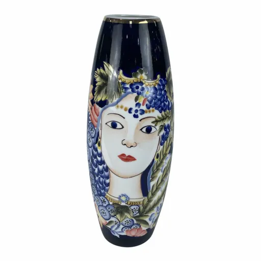 Vaso DKD Home Decor 14 x 14 x 39 cm Face Porcelana Azul Multicolor